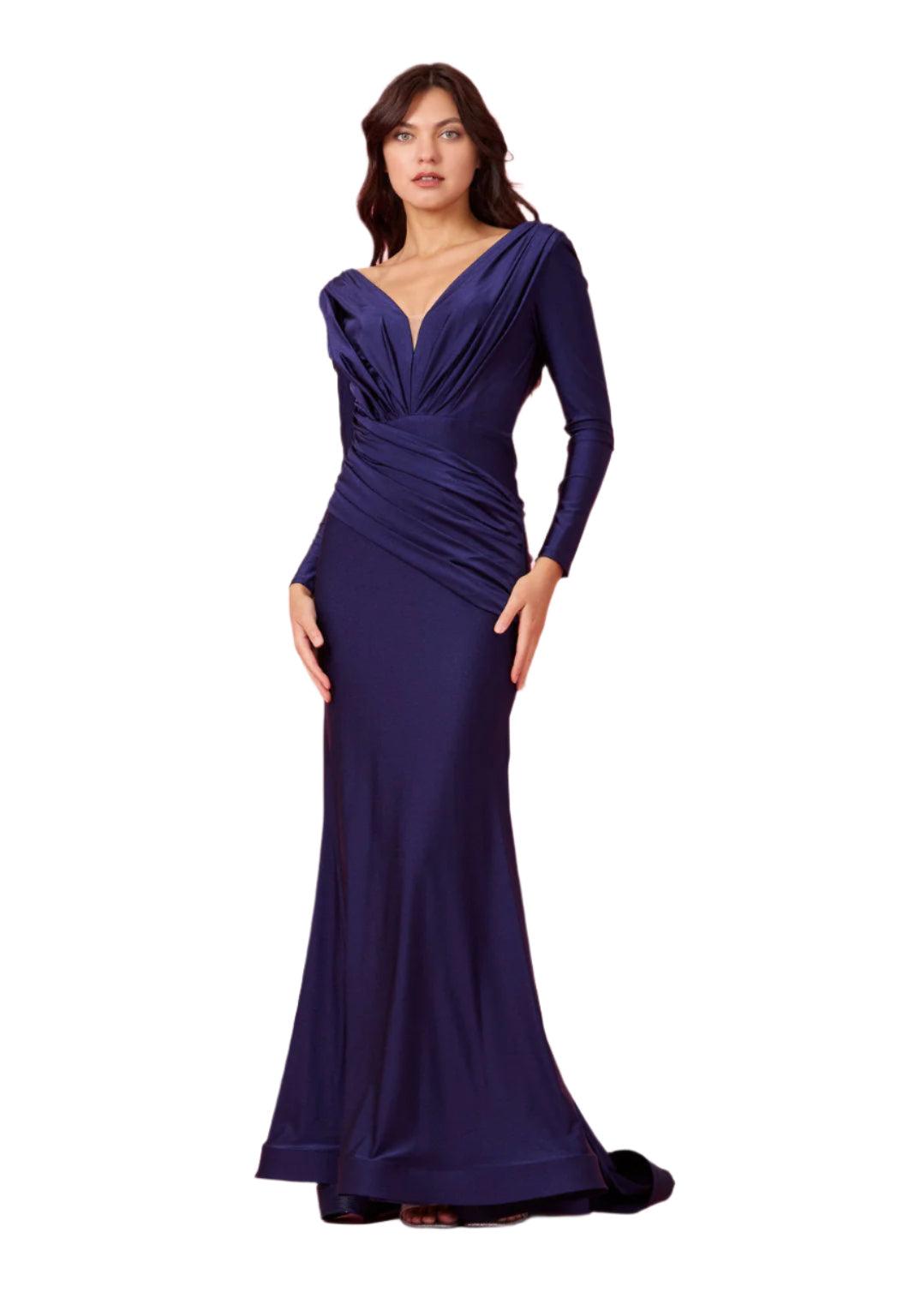 Dylan and Davids Full-Length Sleeve Fitted Formal Gown Evening Dress