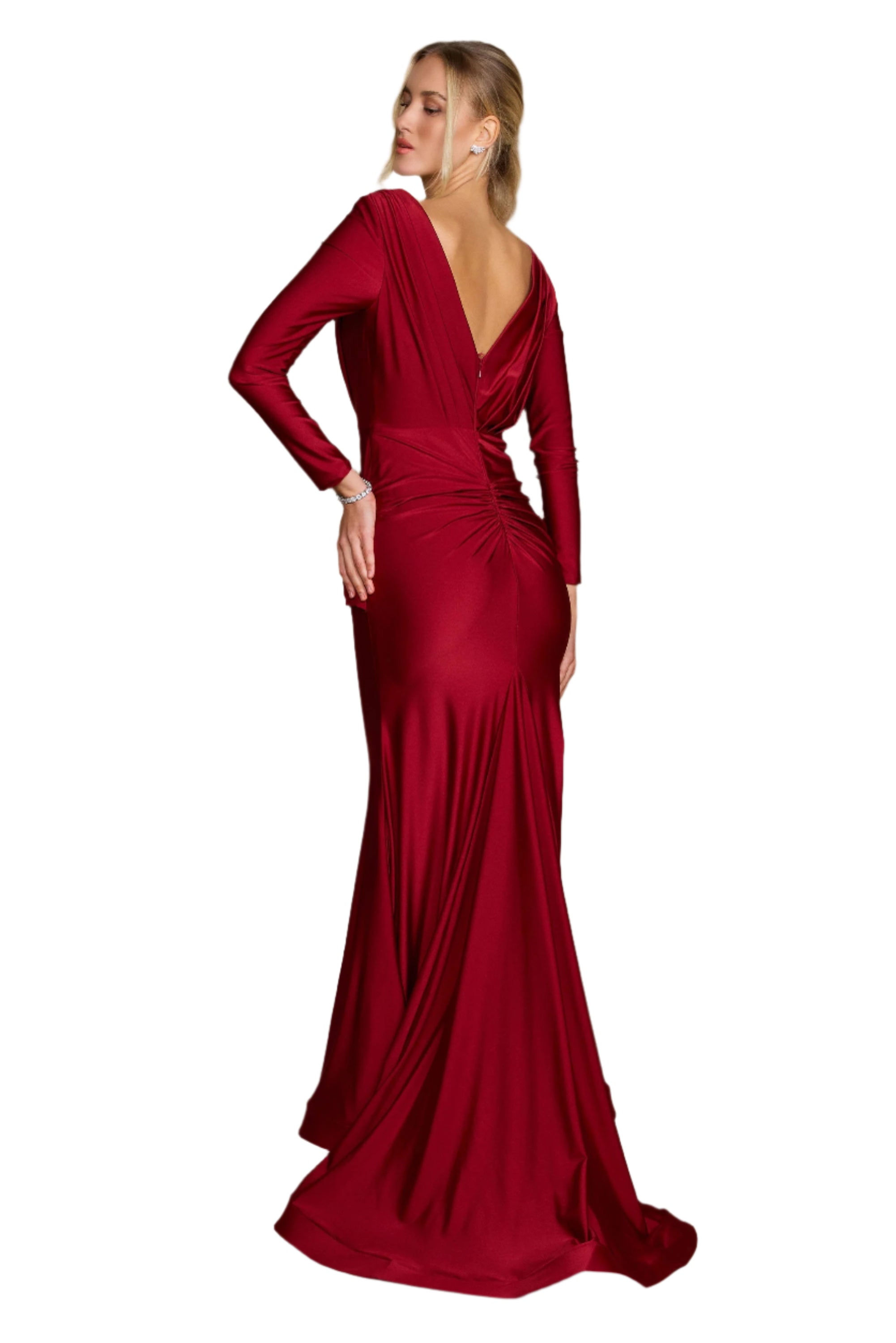 Dylan and Davids Full-Length Sleeve Fitted Formal Gown Evening Dress