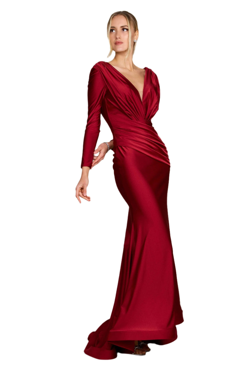 Dylan and Davids Full-Length Sleeve Fitted Formal Gown Evening Dress
